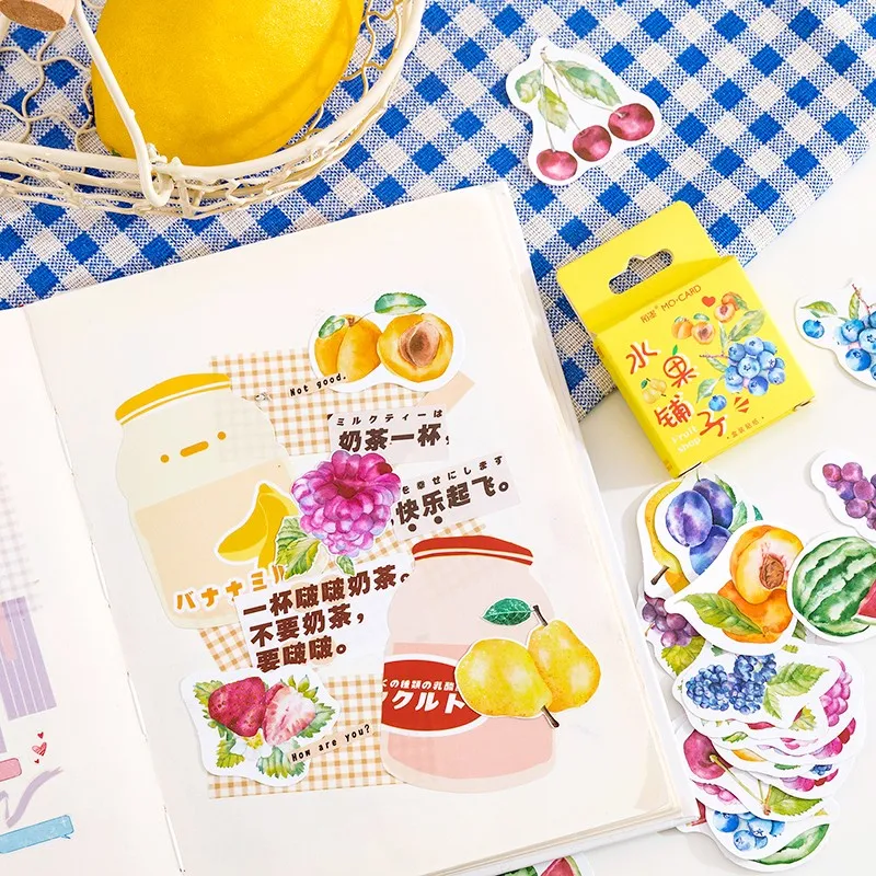 45 Buah Stiker Buah Cherry Peach Kawaii Diary Buatan Tangan Perekat Kertas Stiker Buku Tempel Alat Tulis Kotak Alat Tulis