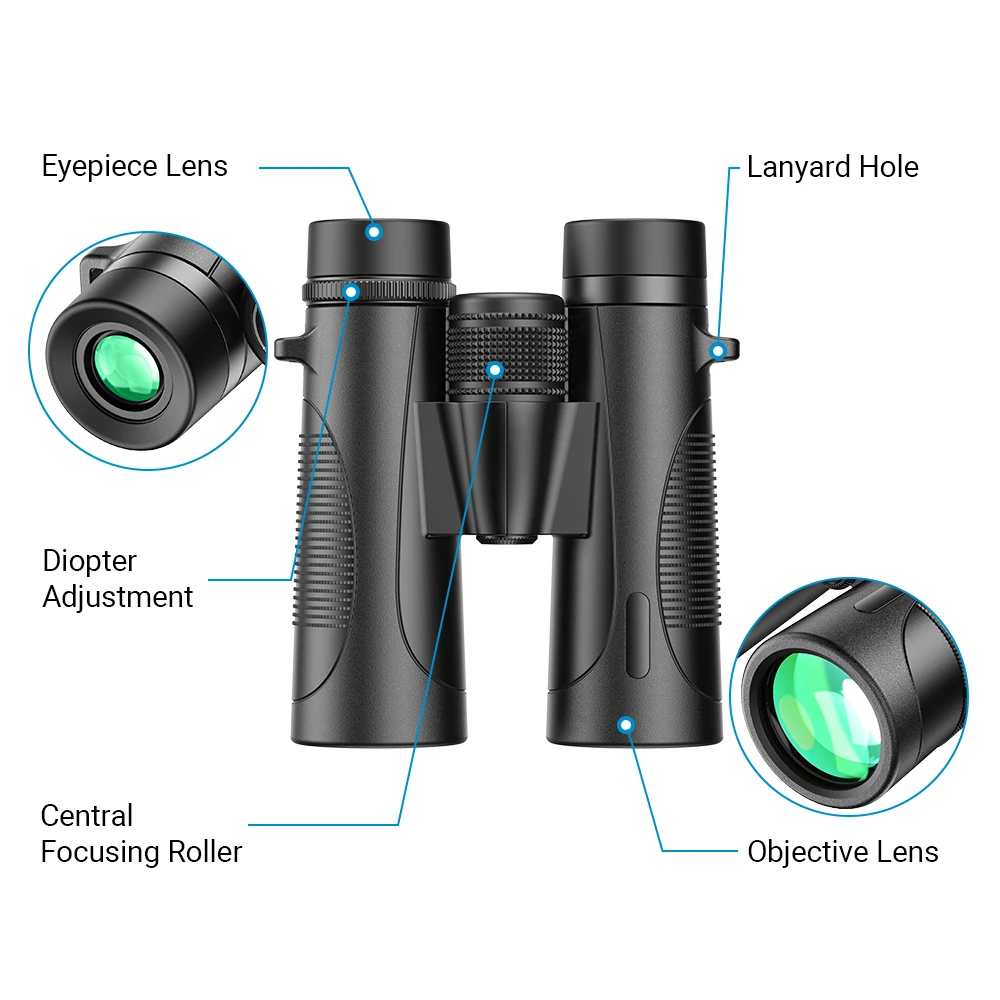 APEXEL Professional Binoculars BAK4 Prism Waterproof High Power Zoom 10x42 Binocular Hunting Tourism Telescope Camping Equipment