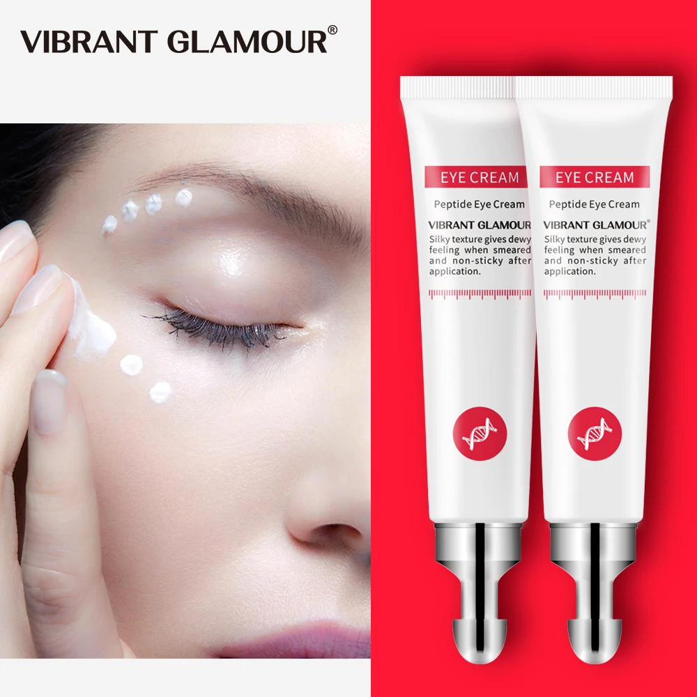 VIBRANT GLAMOUR 2Pcs Peptide Collagen Eye Cream Anti-Wrinkle Anti-Aging Serum Remove Dark Circle Against Puffiness Bag Skin Care