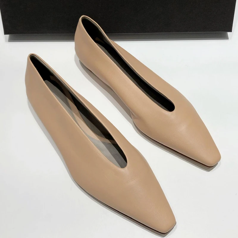 New Size 34-41 Pointed Toe Fashion V Cut Lady Shoes Fashion Ladies Flat Shoes Elegant Women Casual Flats Mother\'s Shoes Hot C322