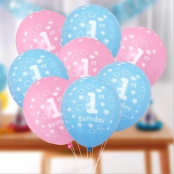 10Pcs Baby Shower 1st Birthday Balloon Pink blue Latex Balloon For Boys Girls Baby 1 Year Old First Birthday Kids Gift Toys