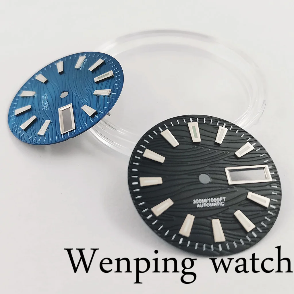 New 29mm No Logo Sterile Window Luminous Black Blue Green Gray Dial Fit NH35 NH36 Movement Watch Assembly Accessories