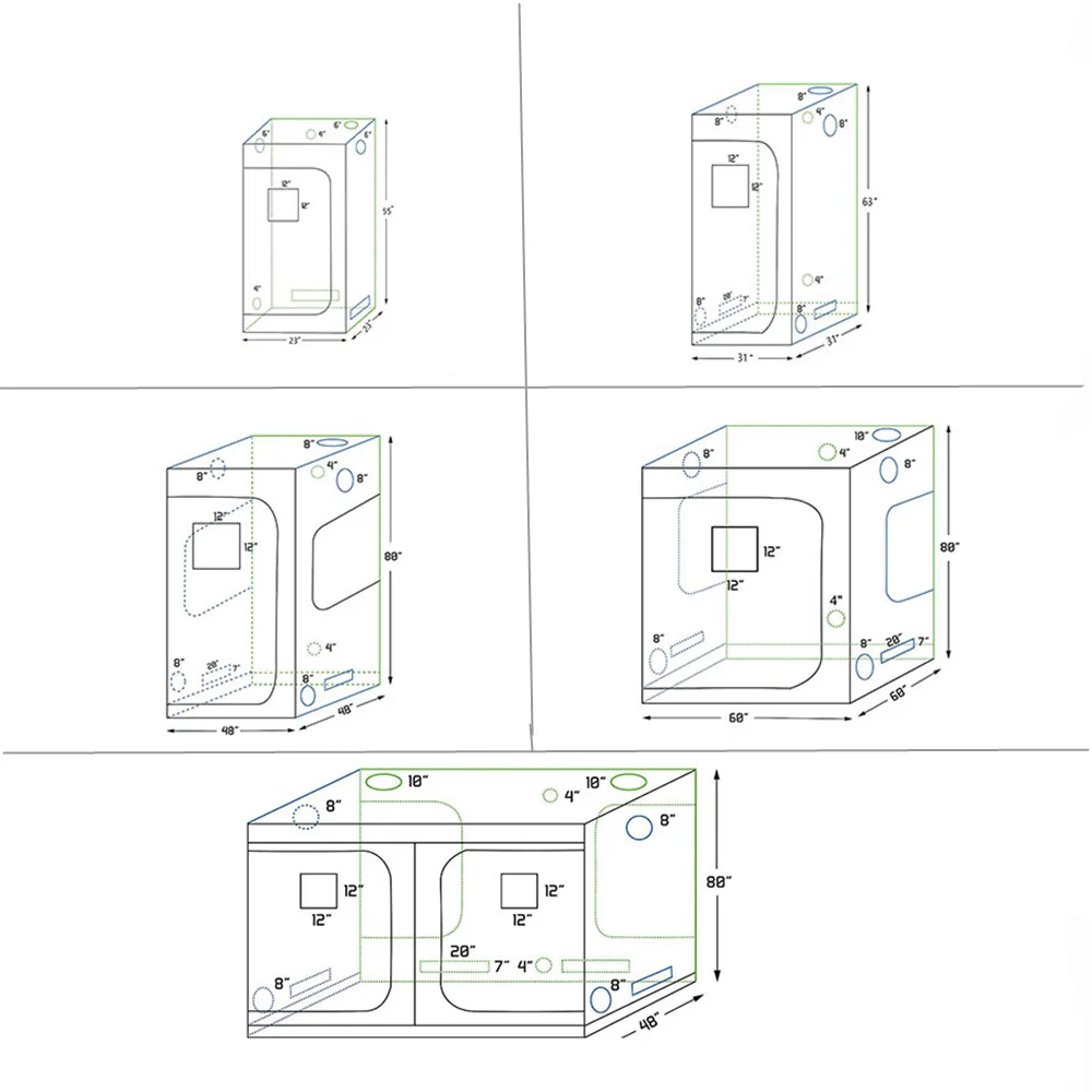 Imagem -04 - Led Grow Plant Tent Indoor Growth Box Sala de Crescimento Hidropônico Temperatura Ambiente 60 cm 80 cm 100 cm 120 cm 150 cm 240cm