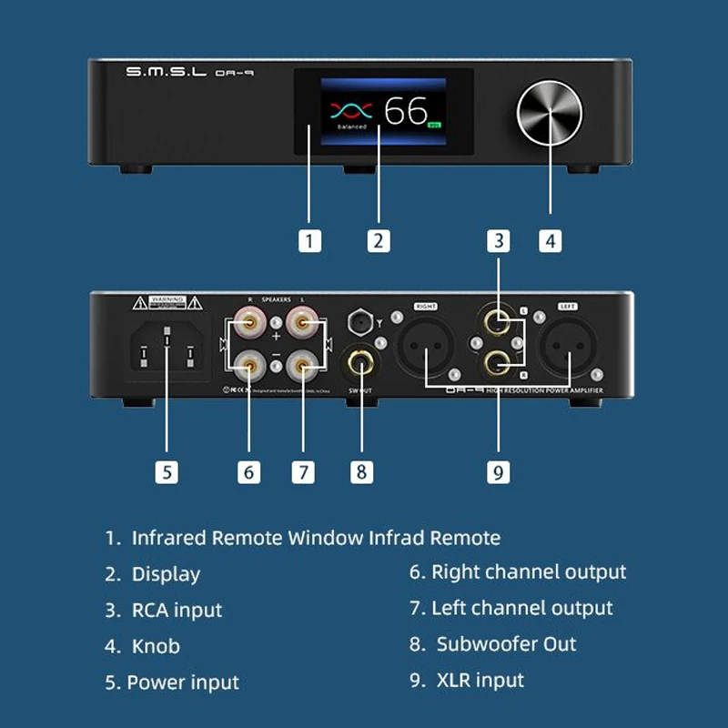 SMSL DA9 Amplificatore di potenza di alta qualità Bluetooth 5.0 Amp APT-X Supporto DA9 con amplificatore stereo con telecomando DA-9