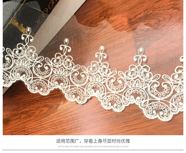 1Yard Soft Ivory Tulle Mesh Ivory Fabric Venise Lace Trim Embroidery Sewing Crafts Doll Material Lace Edge Skirt 10cm