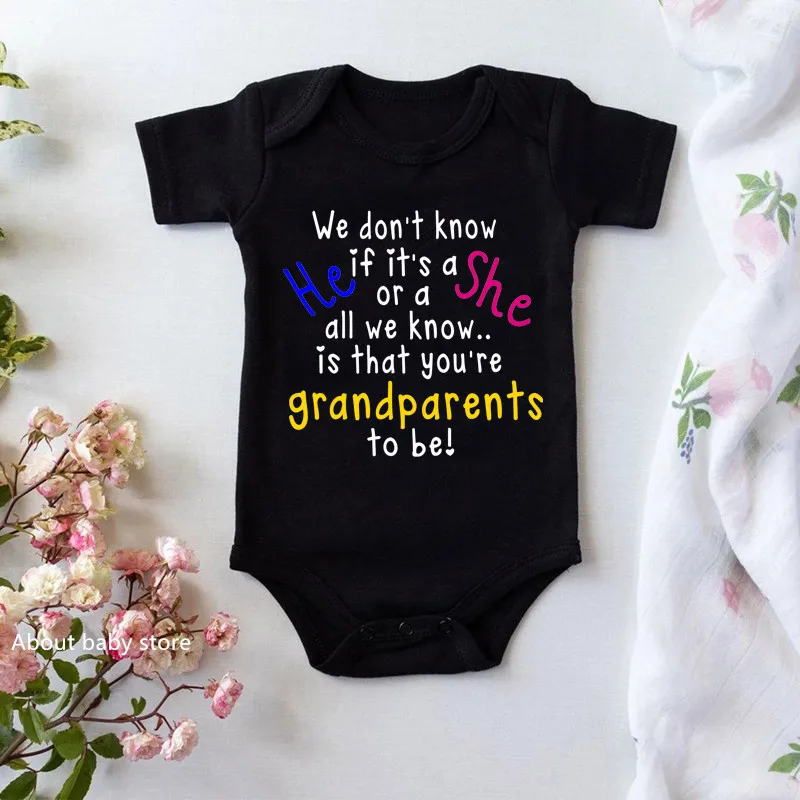 You\'re Grandparents To Be Newborn Baby Pregnancy Announcement Bodysuit Cotton Onesie Gender Reveal Rompers Baby Shower Gift