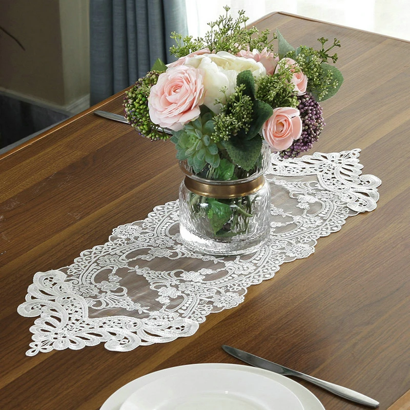 1PCS Lace Table Runner Table Flag Embroidered Tablecloths TV Cabinet Table Cover