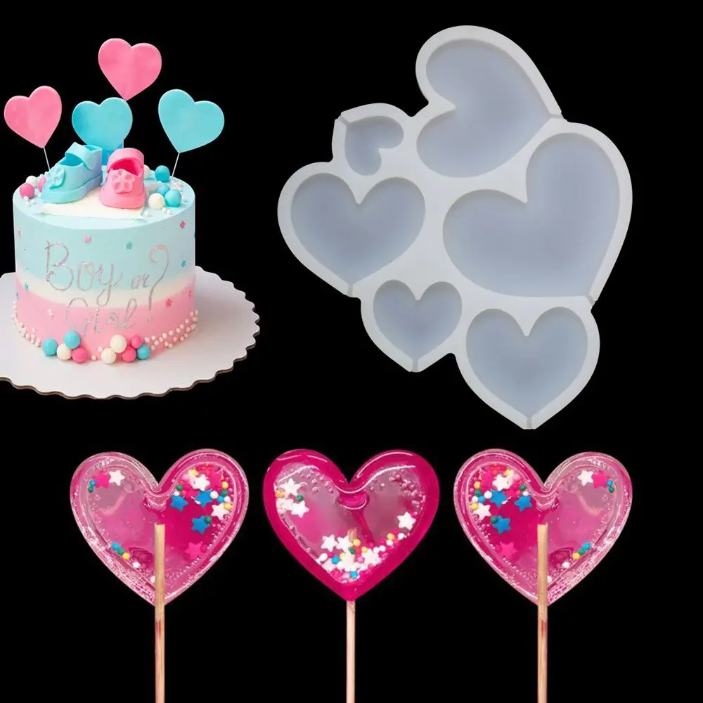 New Lollipop Silicone Mold Star/Round/Heart Shape Chocolate Candy Cake Moulds For Birthday DIY Decorating Tool Baking Accessory