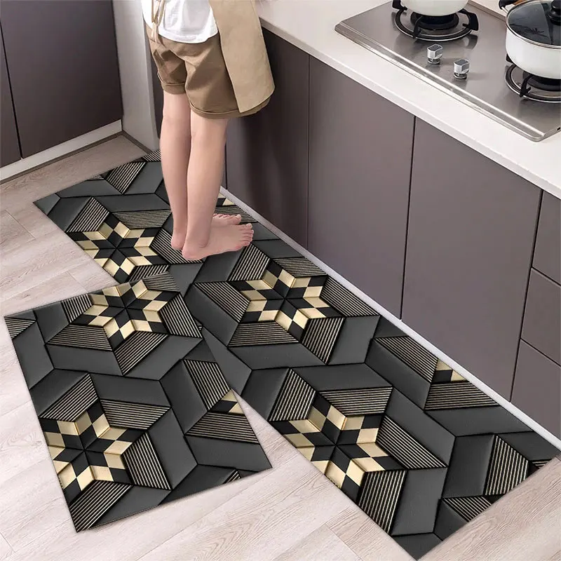 40x60+40x120 Set 3D Printing Nordic Style Modern Home Kitchen Mat Bathroom Door Floor Mat Living Room Floor Long Rug Mats Carpet