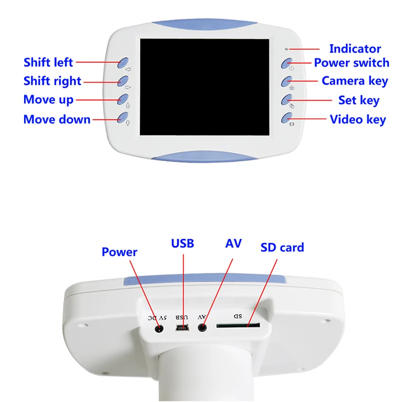 5MP Zoom 200X-5000X Professional electronic digital HD Biological Lab Microscope 6.5-inch LCD camera Memory card USB interface