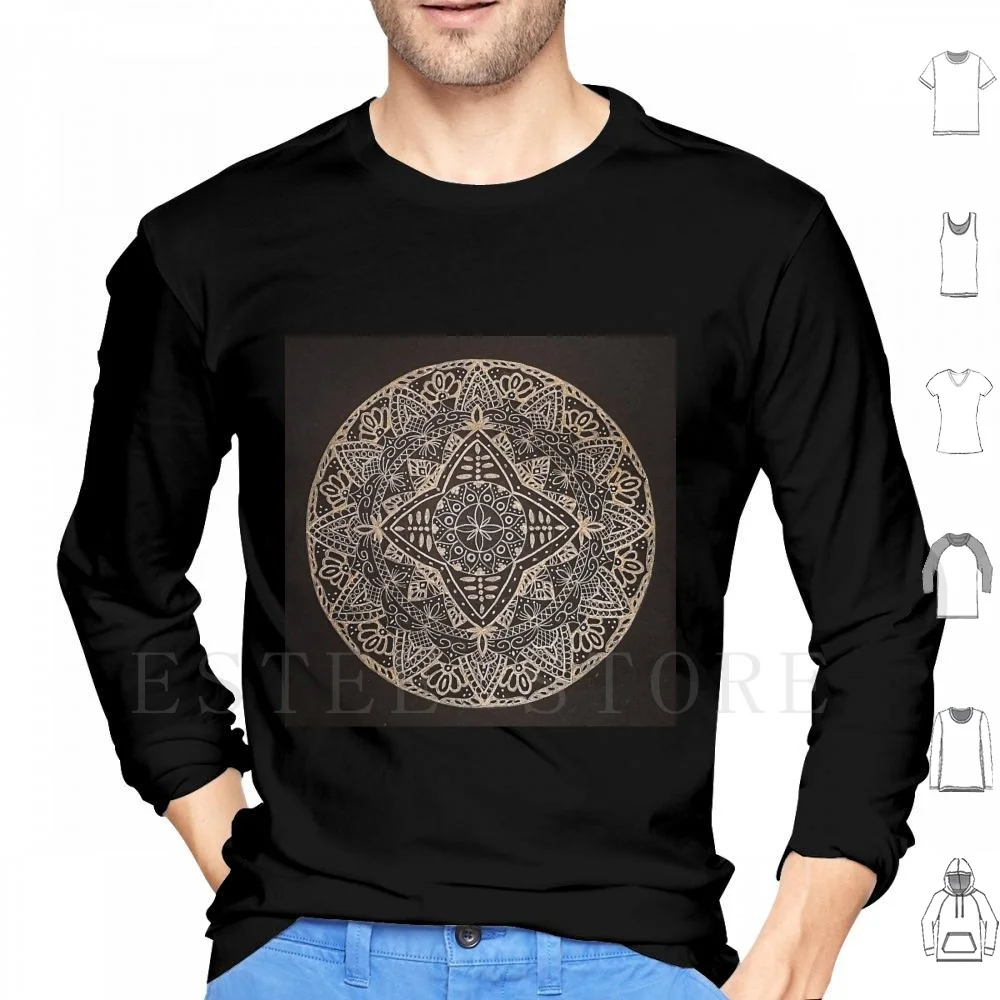 Gold Mandala Hoodies Long Sleeve And Black