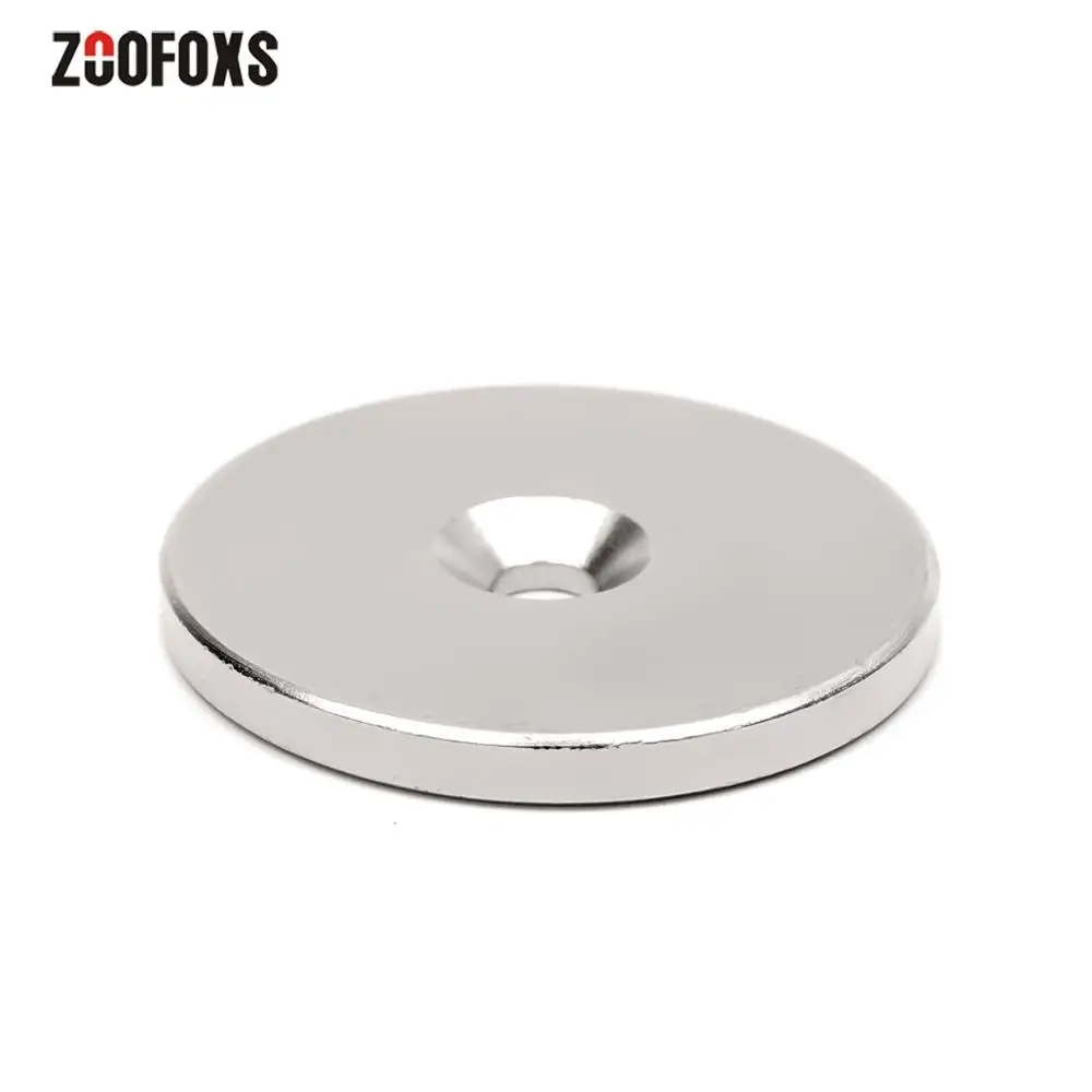 

ZOOFOXS 1 Piece 50x5mm Hole 6mm N35 Countersunk Round Neodymium Magnet Strong Powerful Rare Earth Magnets 50*5-6mm