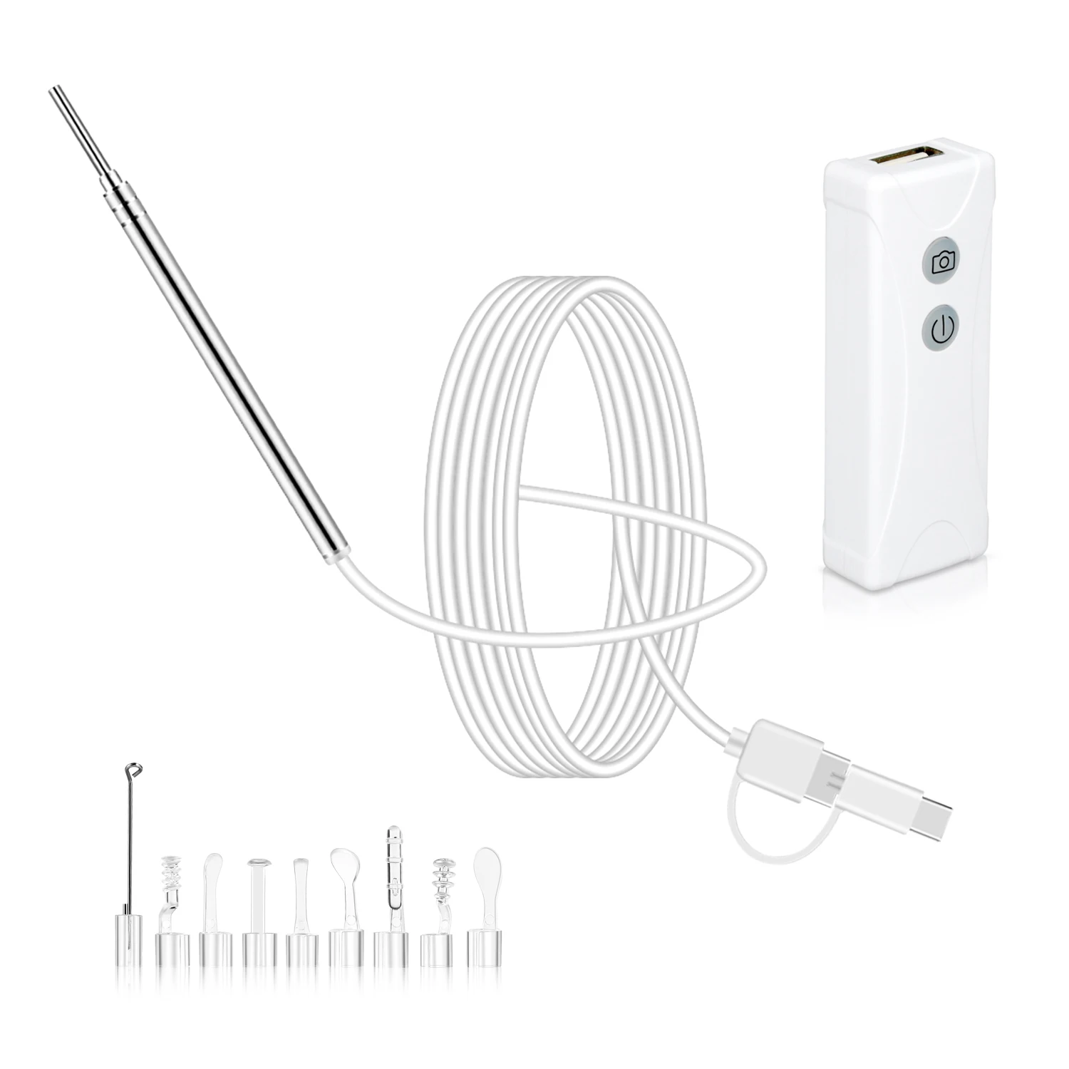 Mini WIFI Endoscope Camera 3.9MM 6 LEDs Three-in-one Interface USB Inspection Ear Nose Visual Health Care with Ear Pick Set