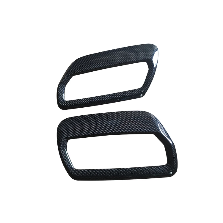 For Ford Mustang 2018 2019 2020 2021 Gloss Black 100% Real Dry Carbon Fiber Hood Engine Air Vent Outlet Cover Trim Add On Style - view 3