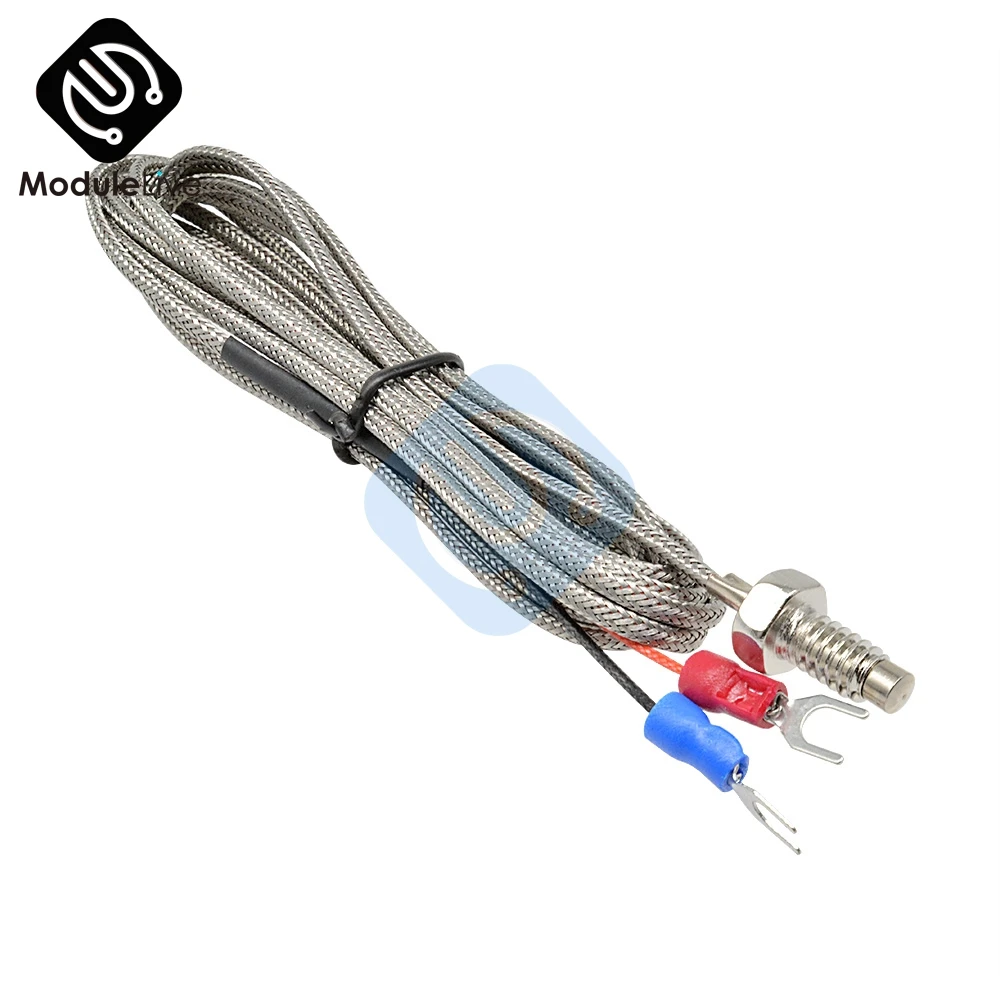 Diymore K Type Thermocouple Cable M6 1M 2M Screw Temperature Sensor Probe 0-800 C For REX-C100 Temperature Controller Thermostat