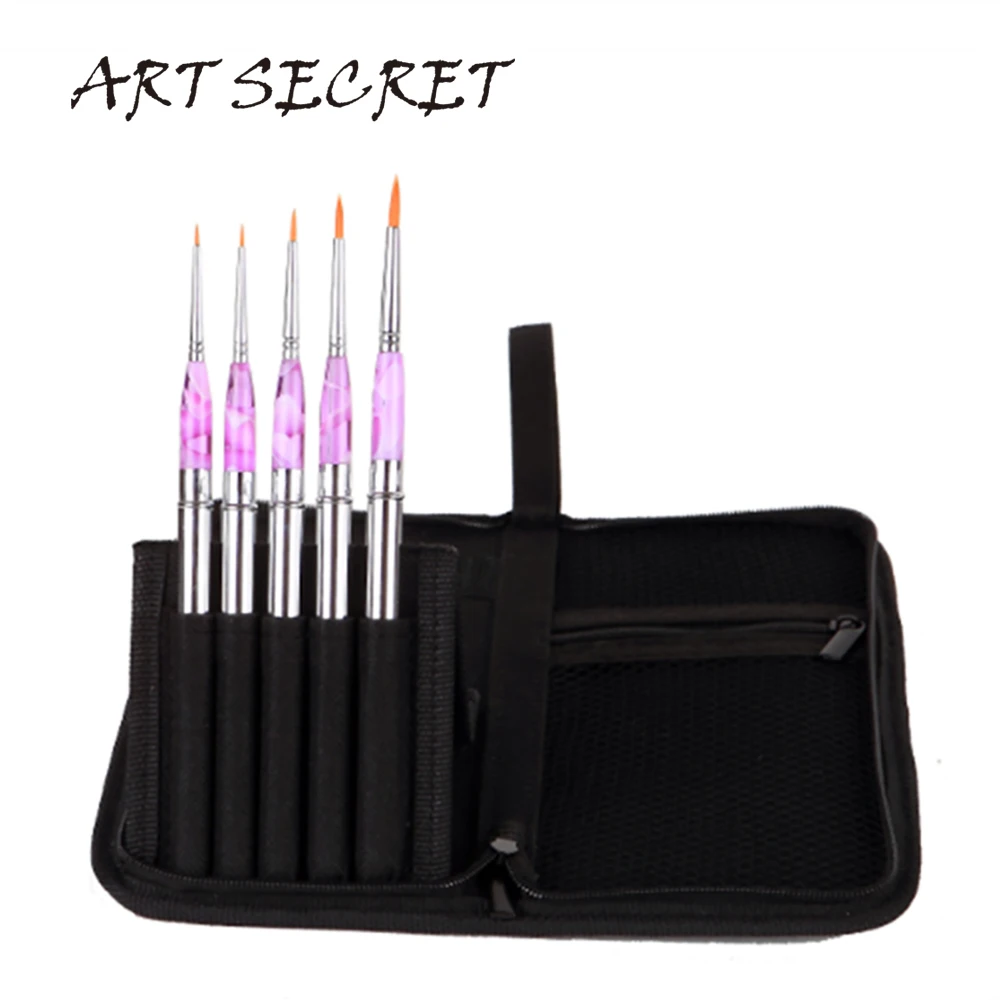 Artsecret Aquarel Verf Borstel 859 5/Set Korea Importeren Synthetisch Haar Acryl Handvat Roestvrij Cap Canvas Pouch Art Gereedschap