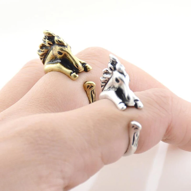 Handgemaakte Vintage Giraffe Herten Geit Paard Ringen Voor Vrouwen Boho Knuckle Animal Anel Masculimo Paar Ring Mannen Sieraden Party Geschenken