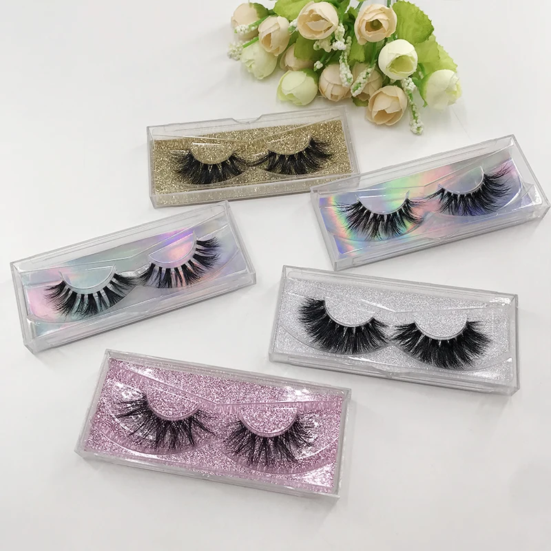 1 pair Mink Eyelashes Clear Band Lashes Handmade 5D Transparent Band Full Strip Lashes