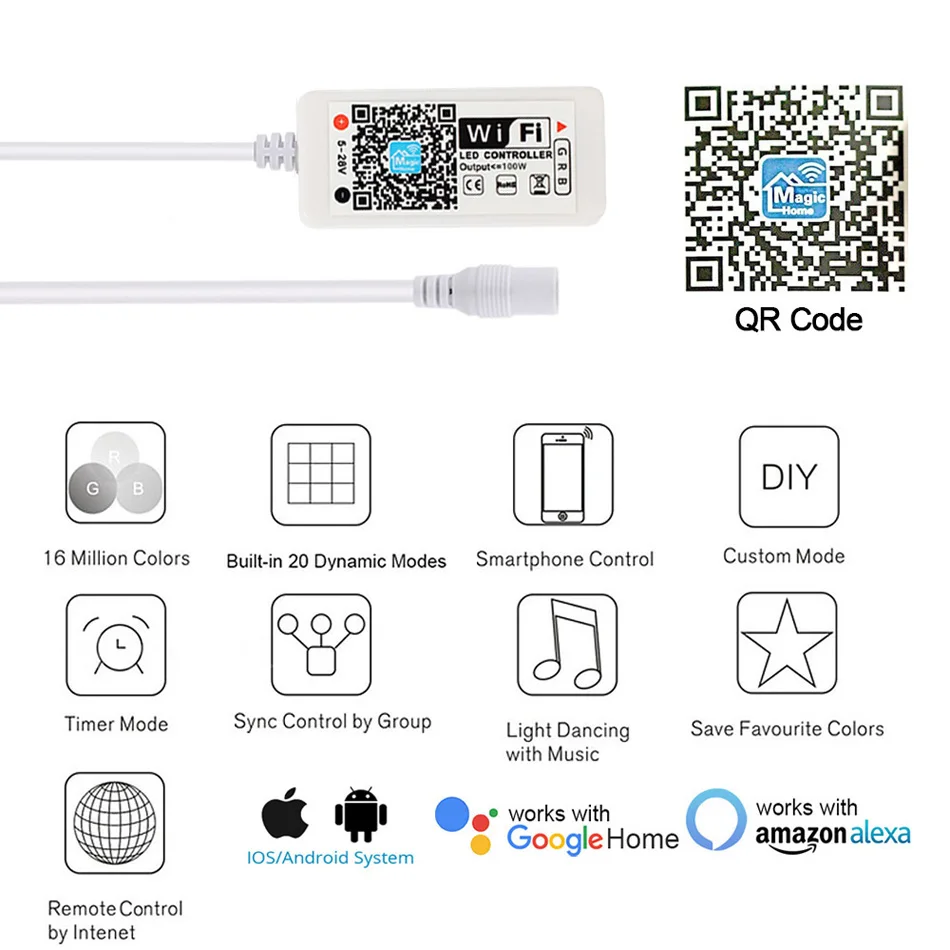 LEDストリップライト,Bluetooth DC5-24V,wifi,rgb,rgbw,android ios,リモートコントロール,24キー,5050を備えたAndroid/IOSと互換性があります