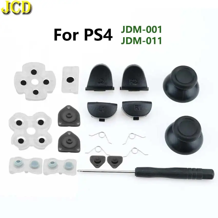 JCD For PS4 JDM-001 / 011 Controller L1 R1 L2 R2 Trigger Buttons 3D Analog Stick + Conductive Rubber Button Screwdriver Kit