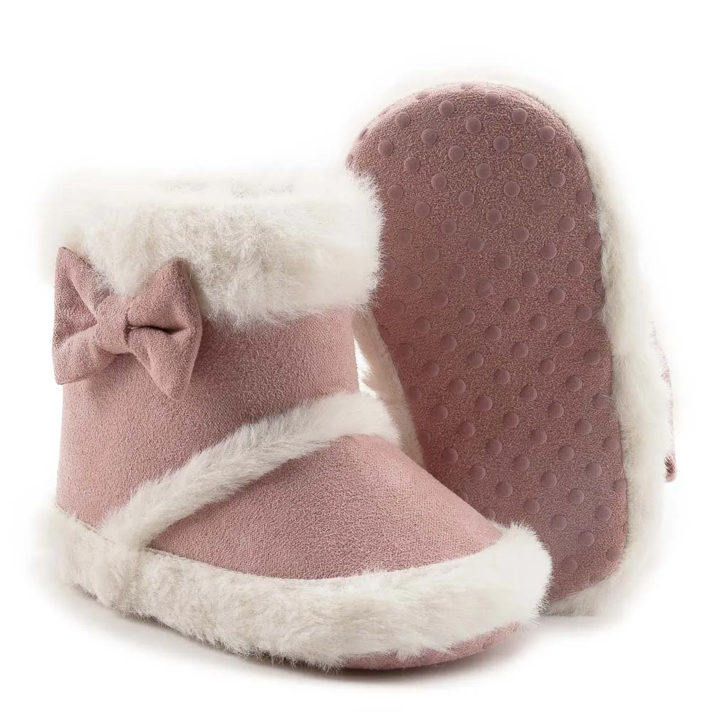 Baby Shoes Newborn Warm Winter Booties Christmas Socks Cute Bow Fleece Snow Boot Soft Toddler Boys Girls Anti-slip Crib Shoes