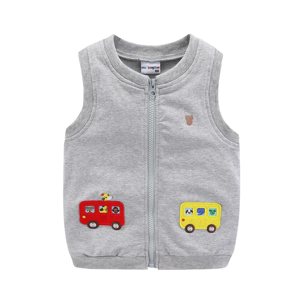 Mudkingdom Girl Boy Vest Jacket Cartoon Cars Zip Up Sleeveless Jackets for Kids Spring Outerwear Cute Children Clothes Autumn