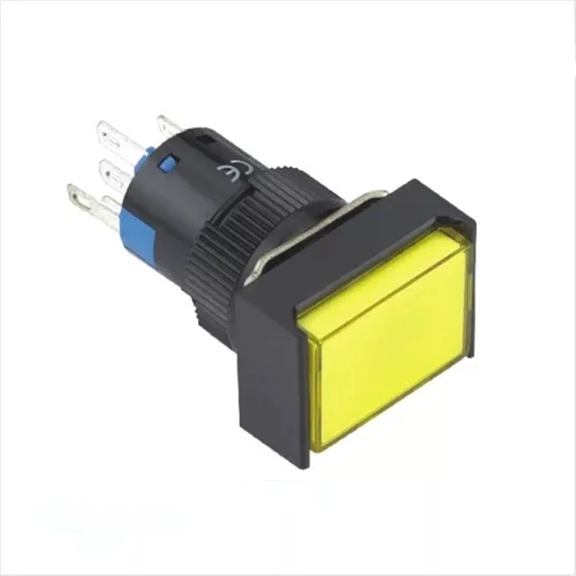 ELEWIND 16 مم بلاستيك مستطيل 5 PIN محطة مؤقتة (1NO1NC) مفتاح زر ضغط مستطيل مضيء (PB161J-11/Y/12V)
