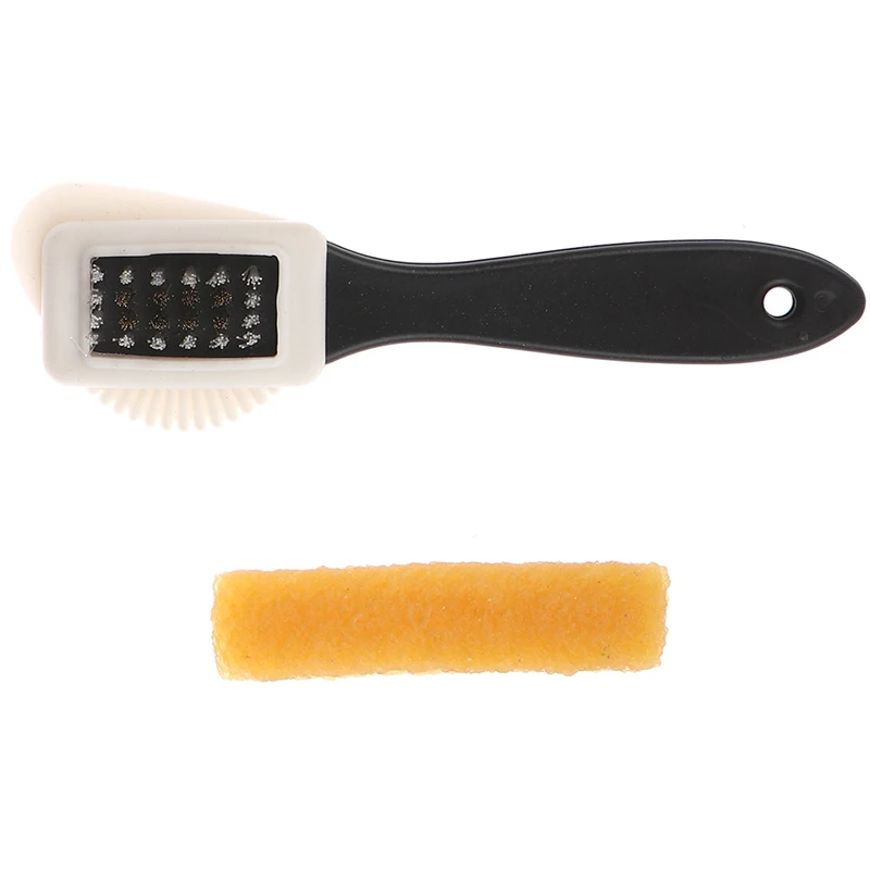 2pcs/set Leather Stain Cleaner Suede Shoe Brush 3 Side Cleaning Brush Rubber Eraser Black S Shaped Shoes Cleaner Boot Shoe