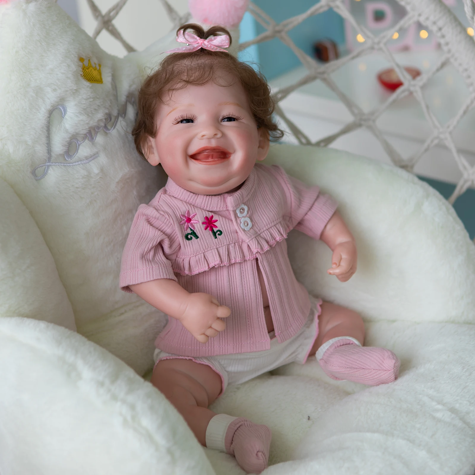 

48CM Full Body Soft Silicone Body Reborn Bebe Doll Sweet Face Happy Baby Waterproof Bath Toy for Xmas Gift Bonecas