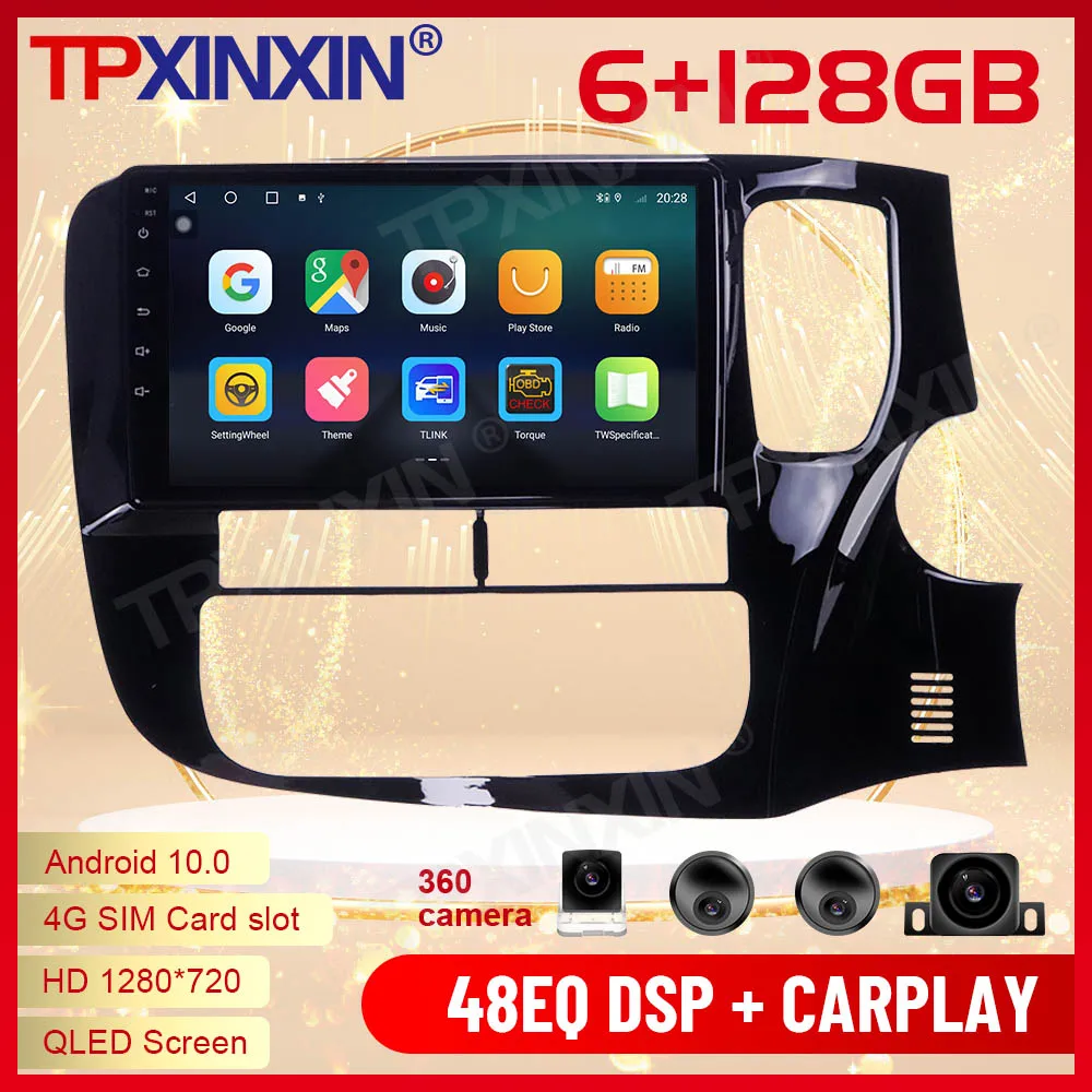 2 Din Carplay Android Radio Receiver Multimedia Stereo For Mitsubishi Outlander 2014 2015 2016 2017 2018 2019 GPS Navi Head Unit