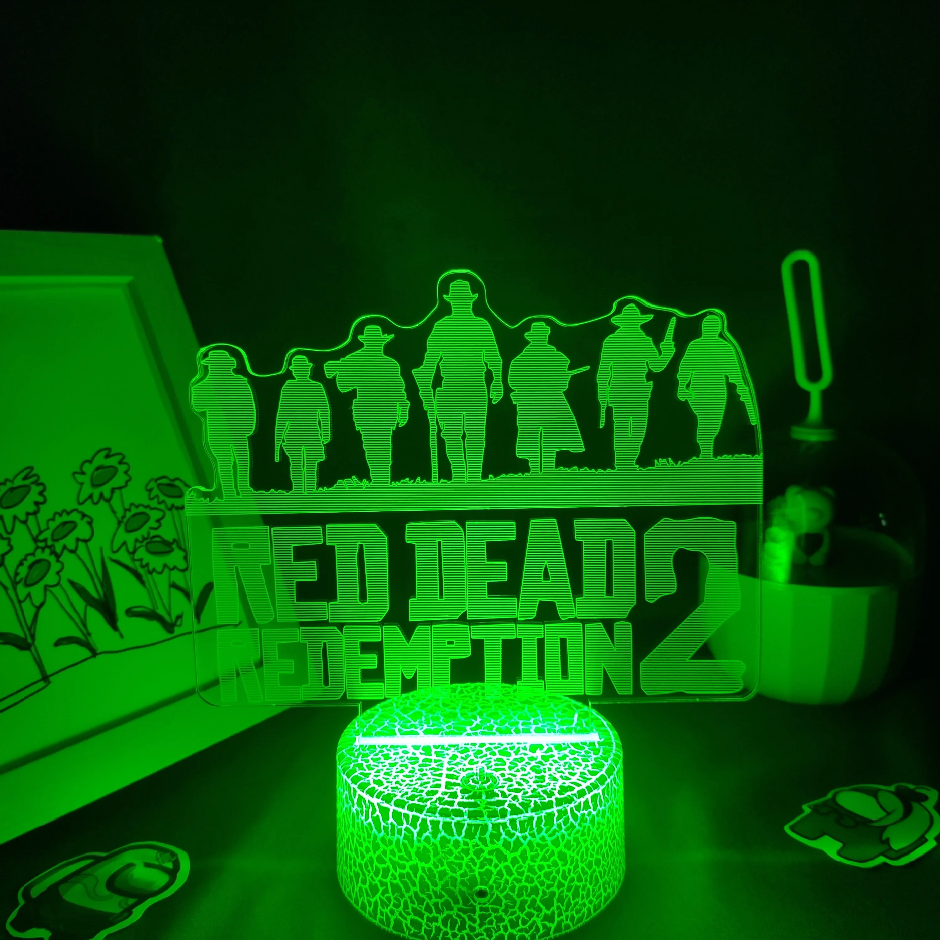 Red Dead Redemptions 2 LOGO Game Figure Arthur Morgan 3D Lamps Led RGB Night Lights Cool Gift Bed Room Table Colorful Decoration