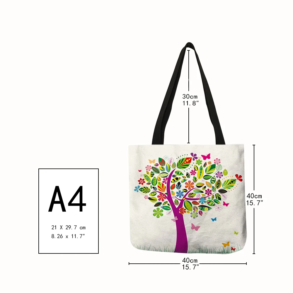 Creative Colorful Floral Heart Shape Trees Painting Tote Bag for Women Girls Fashion Shopping Sports Accessories Casual Handbag