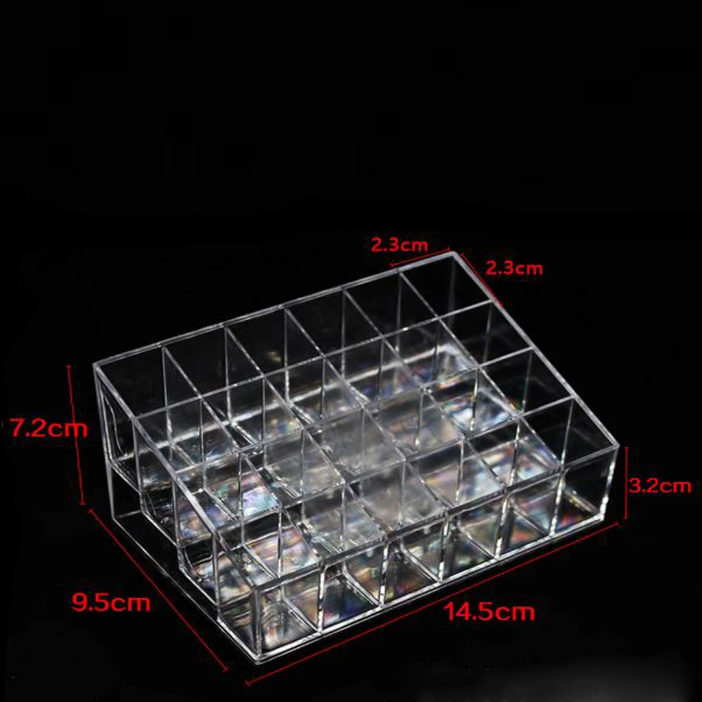 24 Grids Lipstick Nail Polish Holder Display Clear Acrylic Makeup Organizer