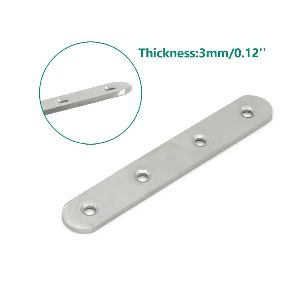 4pcs Flat Mending Plate for Wood,Stainless Steel Straight Brackets Repair Fixing Wood Brace Joining Plates Connector with Screws