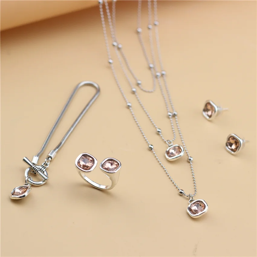 Anslow Fashion Bride Wedding Jewelry Set Multilayer Choker Chain Necklace For Girls Student Women Lover Gifts Accessories