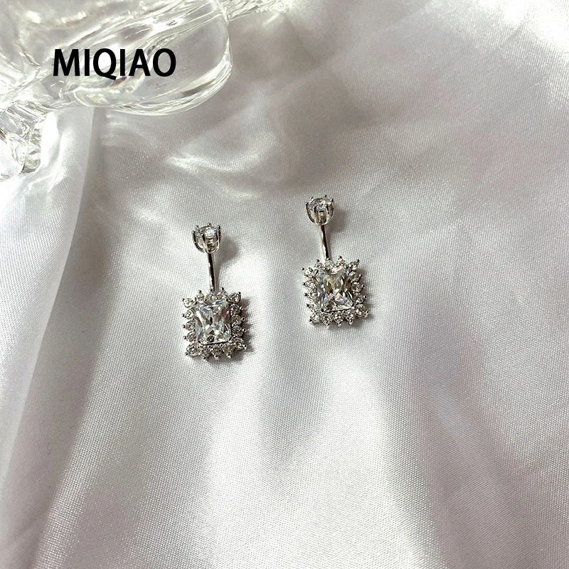 MIQIAO New 2020 Trend 925 Sterling Silver Belly Button Piercing Women Square Zircon Human Body Jewelry Latin Dance Accessories