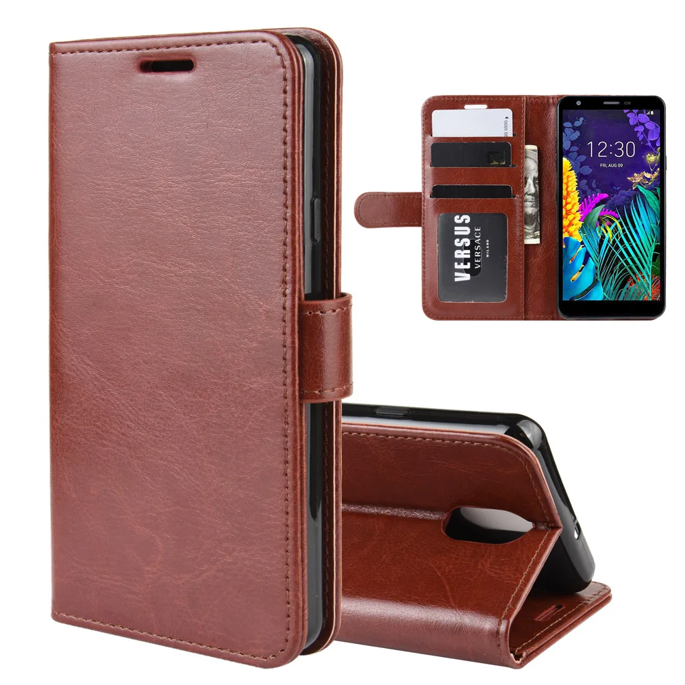 

100pcs/Lot Phone Cases Crazy Horse Wallet Leather Case For LG K30 K20 2019 G8X G8s ThinQ W30 W10 L-01L Stylo 5 K50 K40