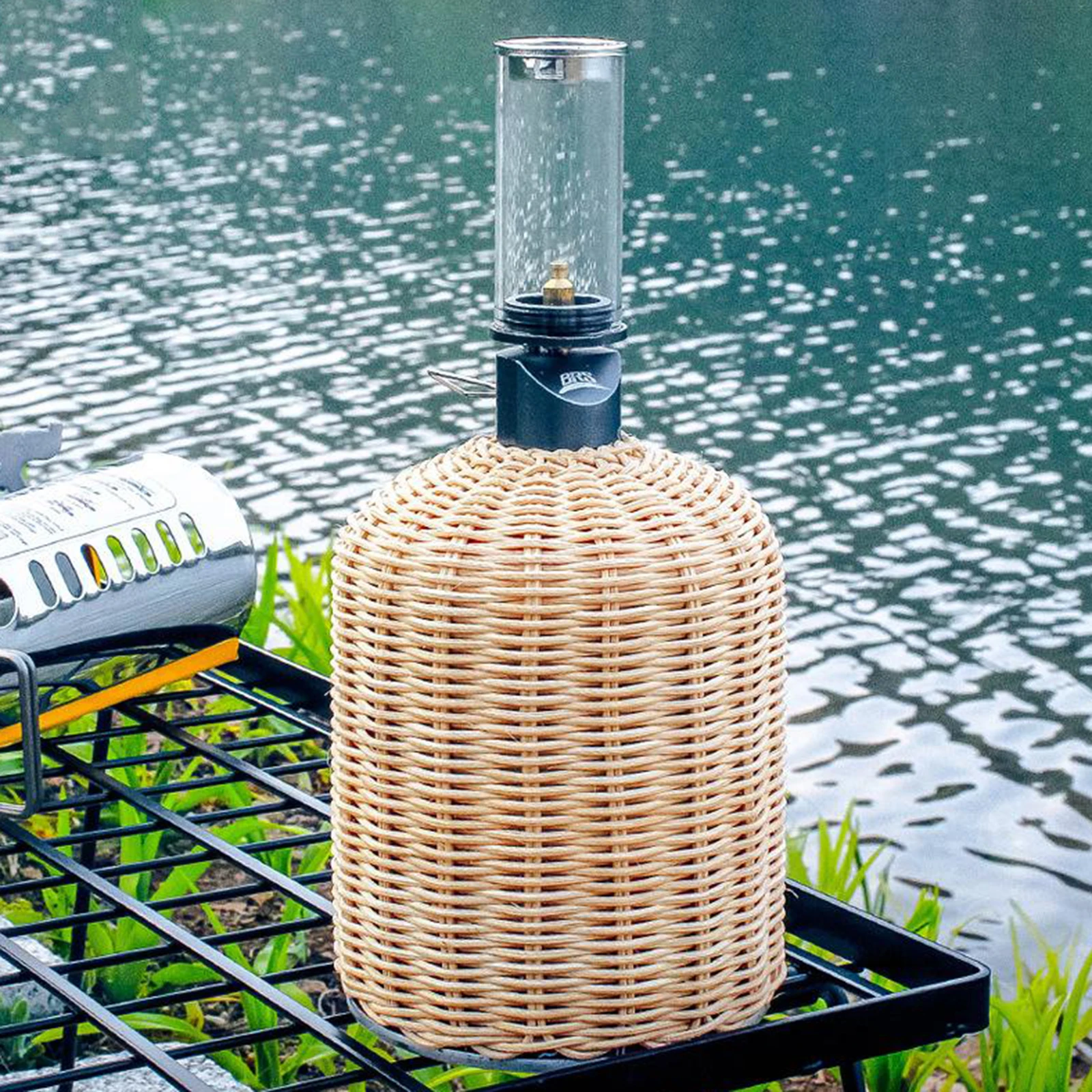 1 Piece Rattan Handmade Protective Cooking Gas Cylinder Cover Outdoor Camping Hiking Canister Storage Case