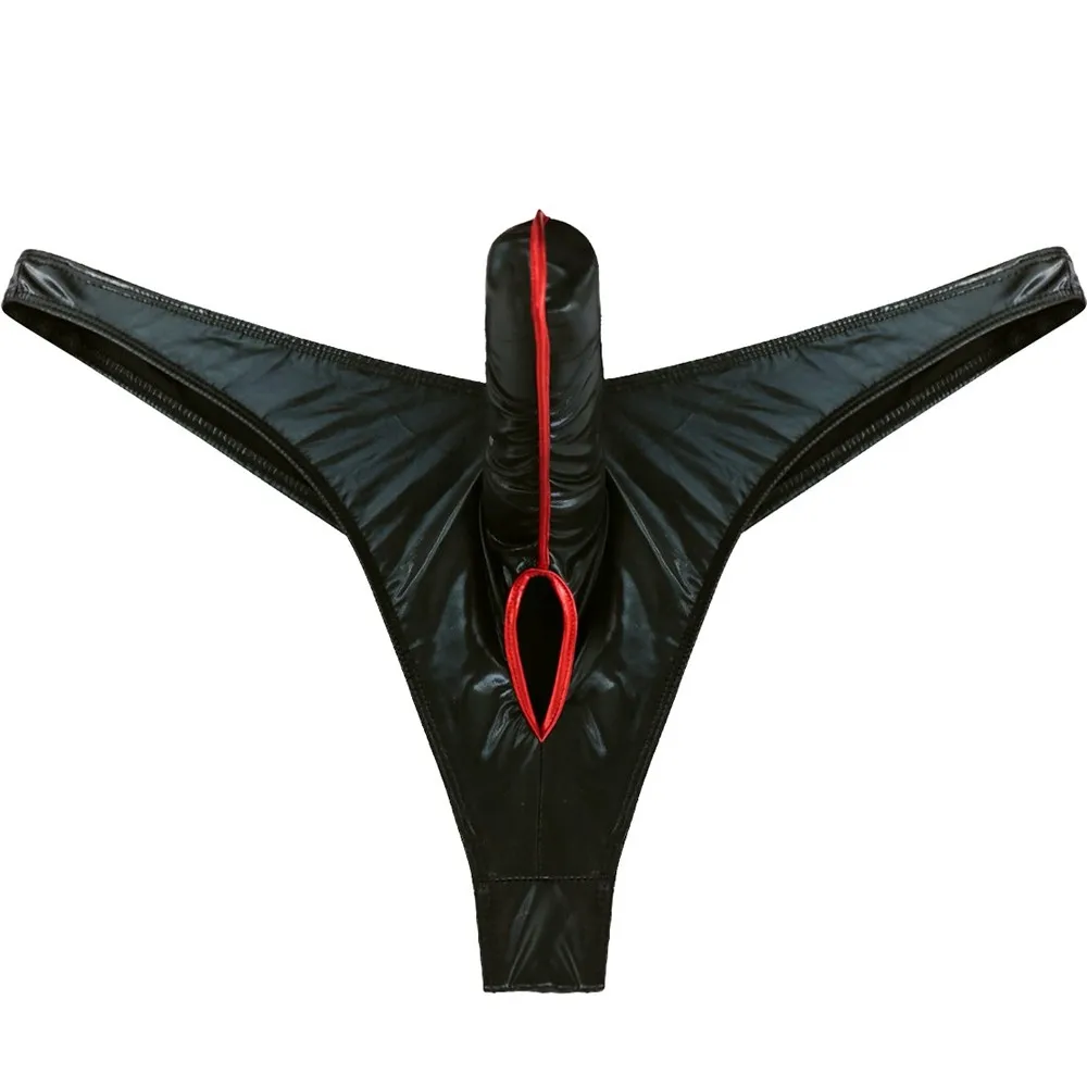 Ball Hole Thong Mens Sexy Lingerie Underwear Closed Peni Sheath Brief Open Peni Hole G-String Erotic Lingerie Bikini Thong