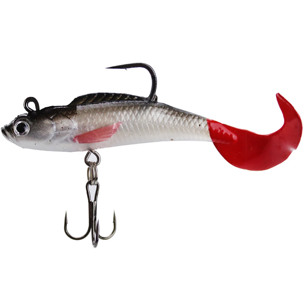 8cm 9g C Tail Jig Head 3D Eyes Soft Bait Silicone Swimbaits Artificial Bionics Fish Wobblers Shad Bass Pike Carp Fishing Lure