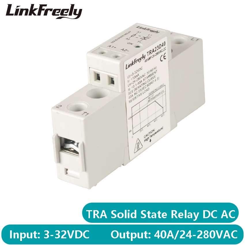 TRA23D40 Mini AC SSR Solid State Relay Module & Board 3V 5V 12V 24V 32VDC Input  40A 24-280VDC Ouput Smart Auto Current Relay