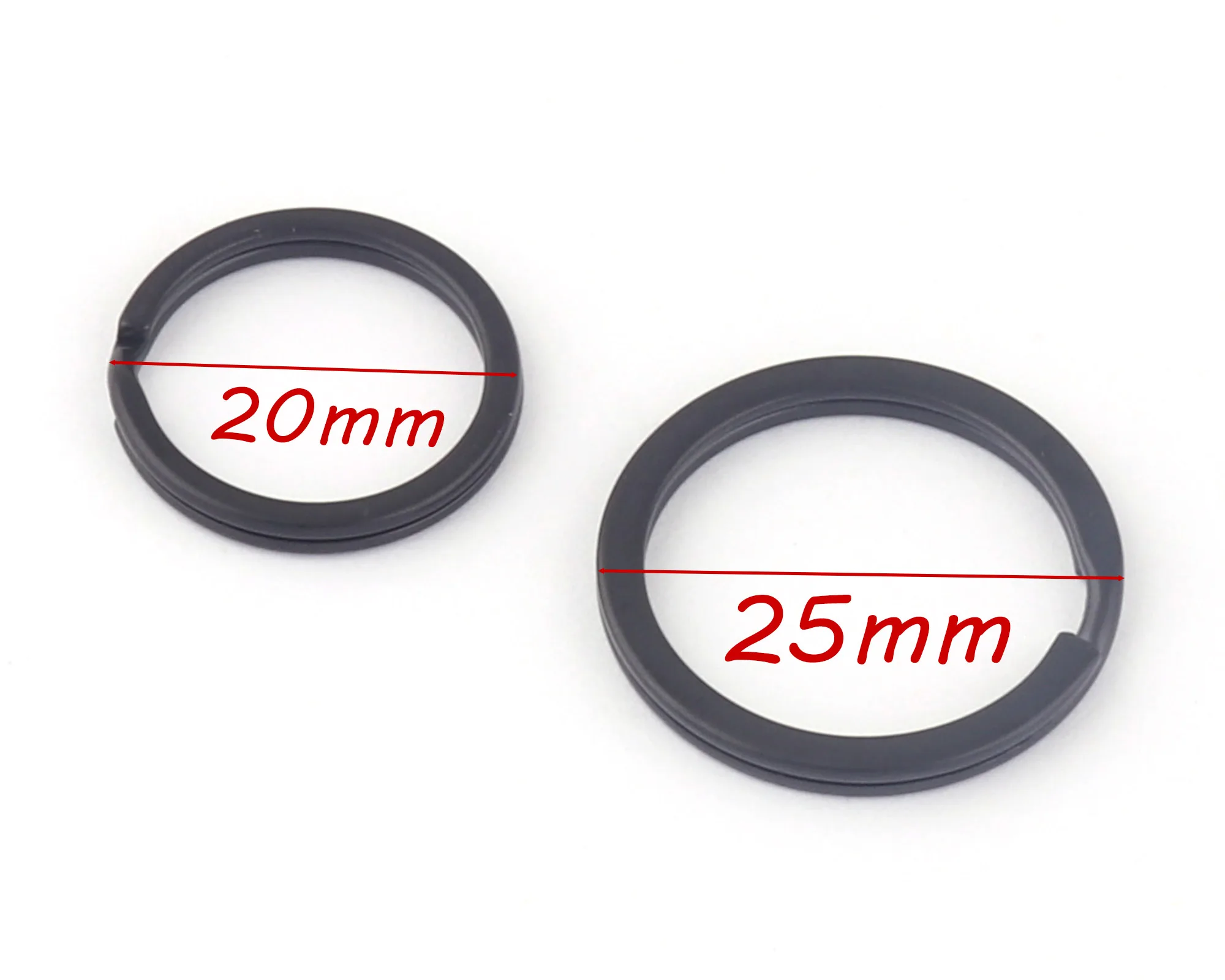 20/25mm Black Double Split Round Jump Ring Clip Jewelry Making Metal Clasp Connector Purse Making Hardware Webbing Key Ring