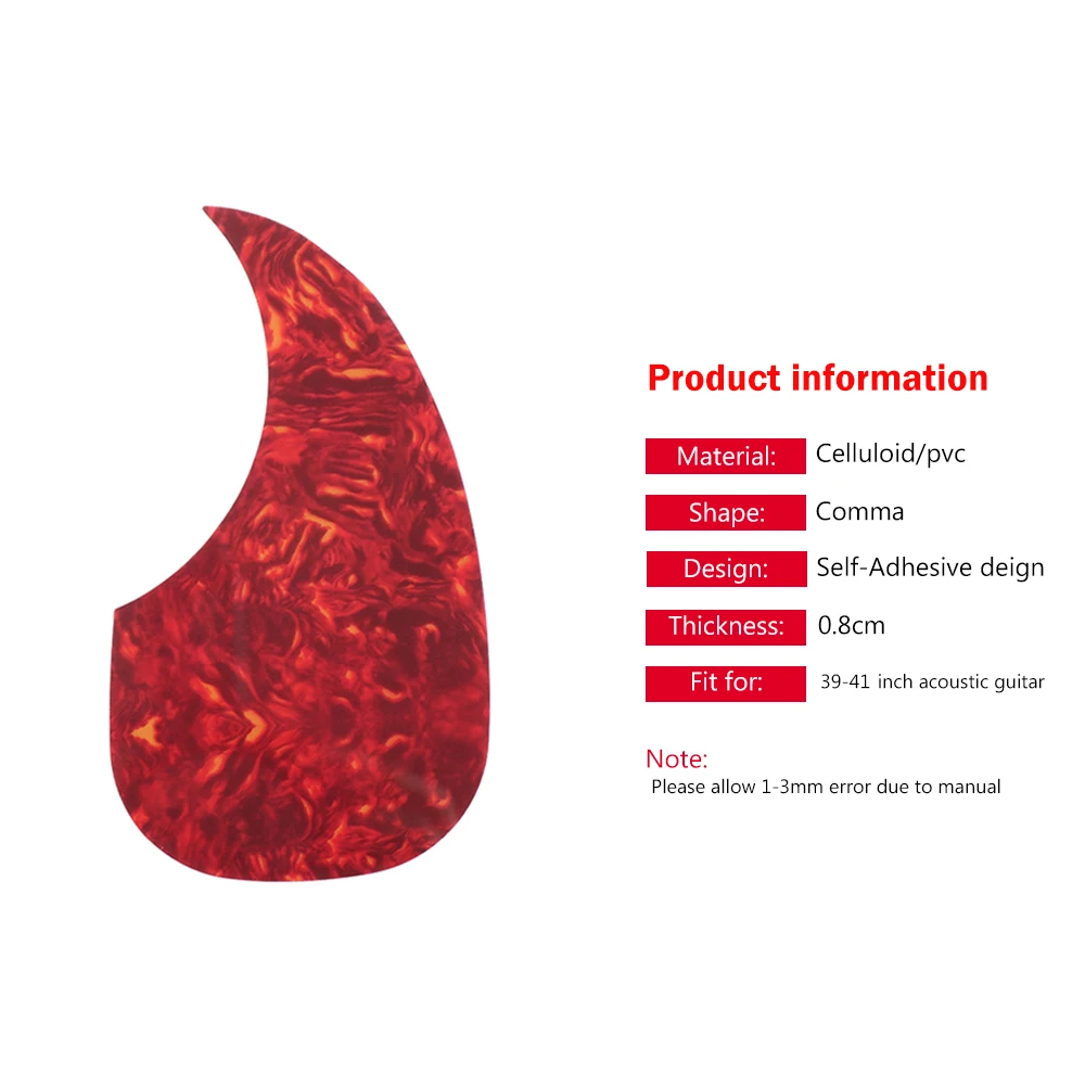 1PC Professional Comma/Hummingbird Shape Guitar Sticker Pickguard Self-Adhesive Sticker For Folk Acoustic Guitar Accessories