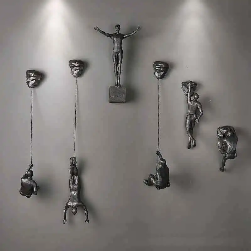 Resin Wall Mounted Hang Rock Climbing Figure Climber Sports Statue Decorative Ornament Office Bar Home Room Decoration Gift