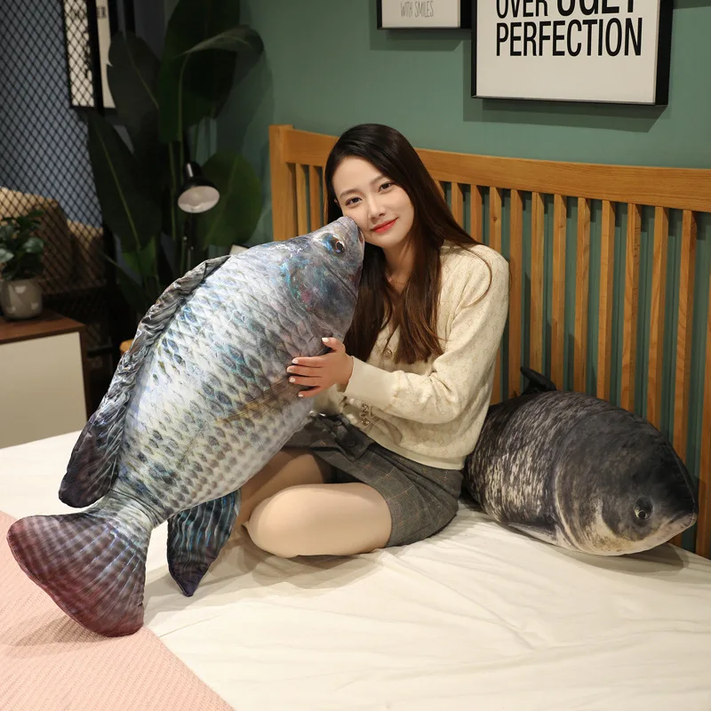 30-100 cm Simulation Lustige Fisch Plüsch Spielzeug Gefüllte Weiche Tier Karpfen Plüsch Kissen Kreative Schlaf Kissen für Kinder mädchen Weihnachten Geschenk – Detail 22