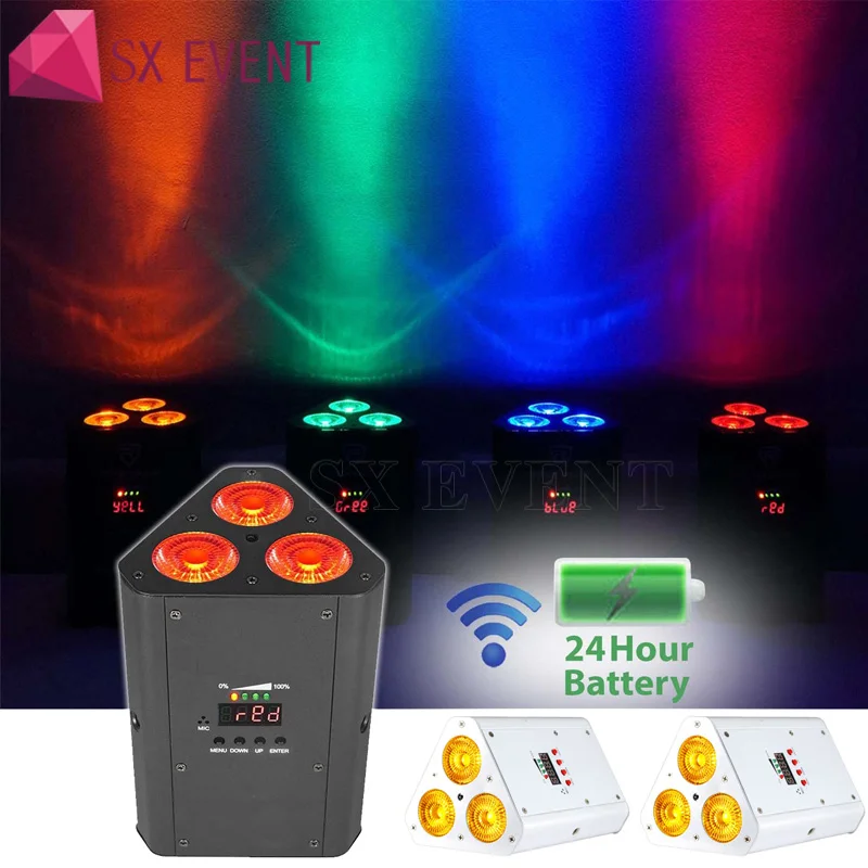 

3pcs 18w Battery operated Wedge Par RGBWA+UV 6 in 1 Remote control Wireless dmx Mini Led Uplight