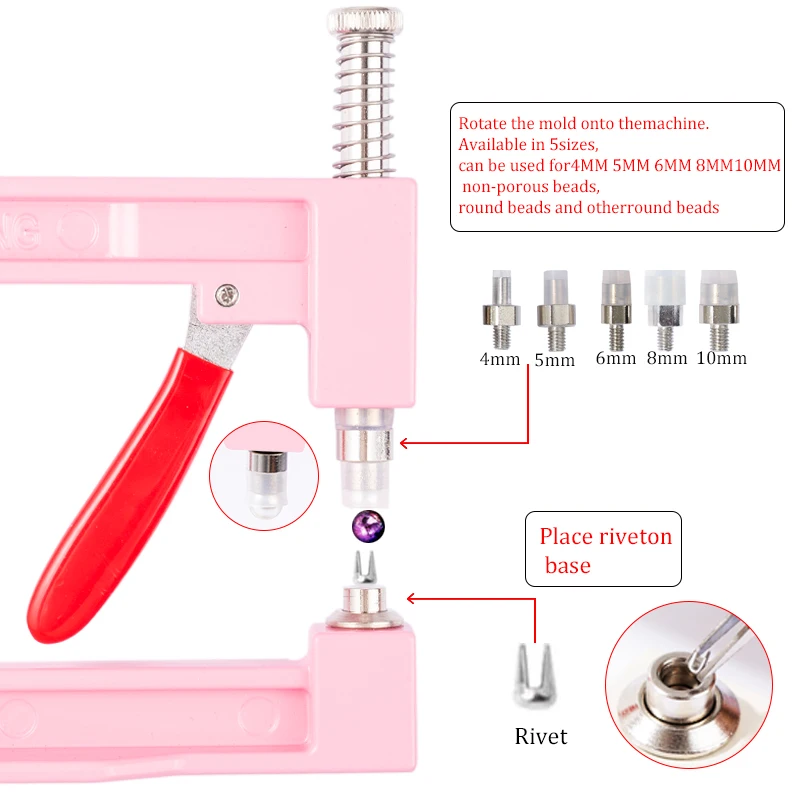 Hand Press Pearl Setting Machine / Beads Rivet Fixing Machine Supporting Beads DIY Craft for Clothes,Leather,Jacket,Bracelet,Bag