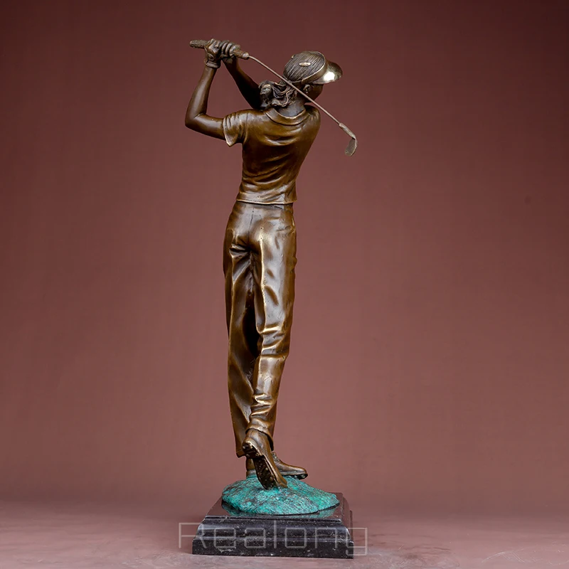 Imagem -06 - Feminino Golfista Bronze Escultura Bronze Jogador de Golfe Estátua Mulher Figurinhas Golfista Menina Jogando Golfe Arte Artesanato para Casa Decoração Presente