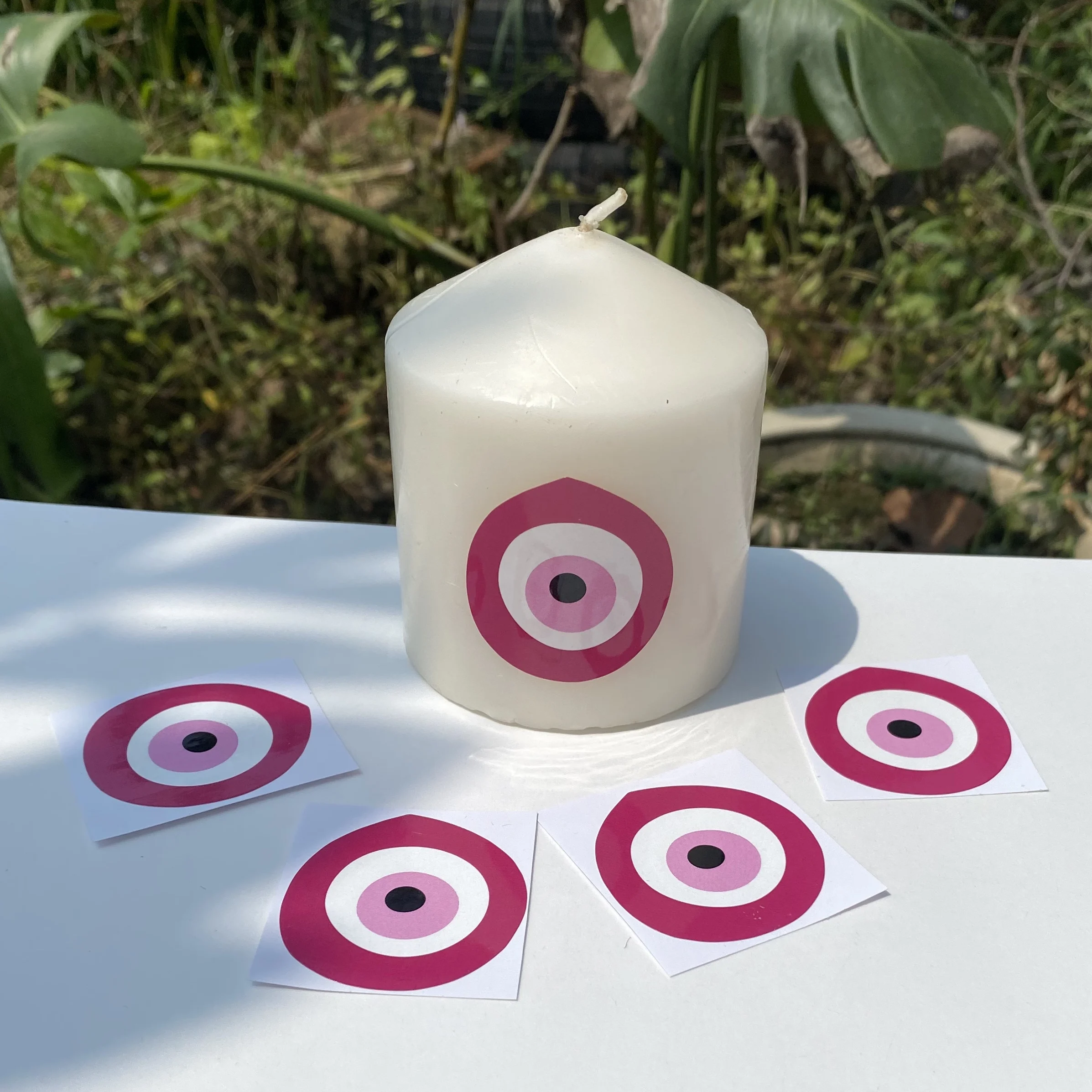 Pink Evil Eye Symbol Stickers Greek Turkish Talisman Classic Round Vinyl Decals Wedding Favors Good  Eyes decorations