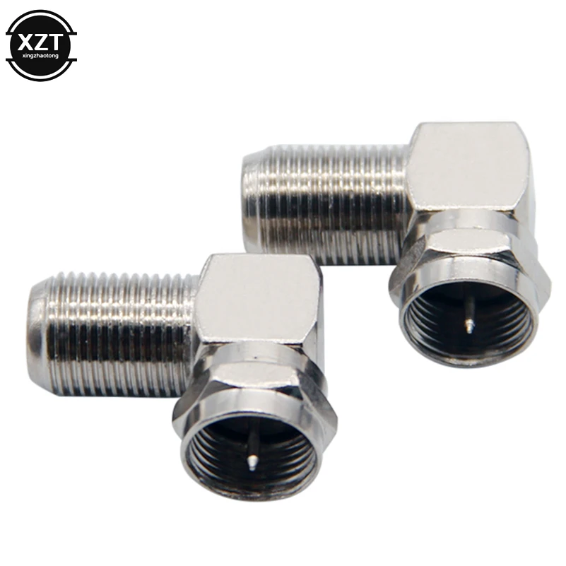 

2pcs 90 Degree Right Angled TV Aerial Antenna Cable Connectors RF Coaxial F Male to Female Plug Connector Silver Adapter